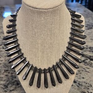 Kendra Scott Jill Gunmetal Gray Spike Statement Necklace 20" Adjustable